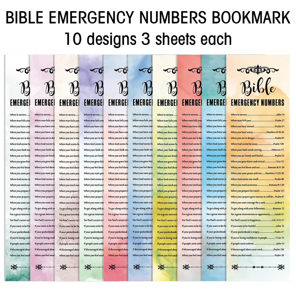 30pcs Watercolor Christian Inspirational Bible Verse Emergency Number
